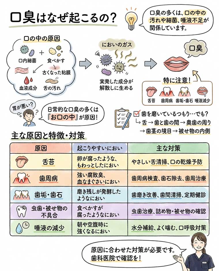 口臭はなぜ起こるの？の図解