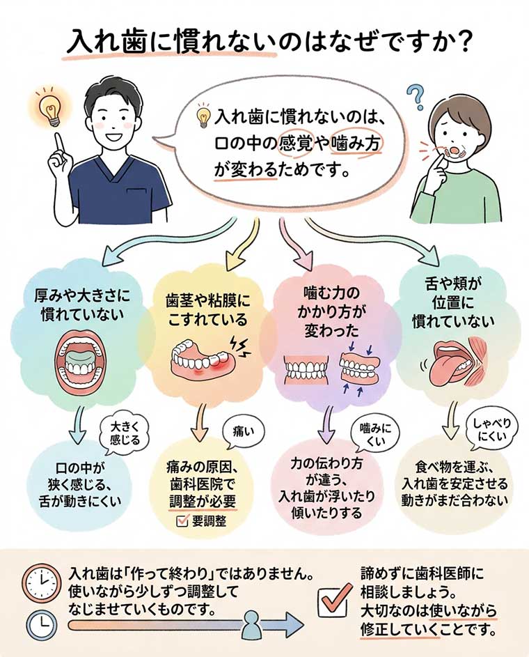 入れ歯に慣れないのはなぜですか？の図解