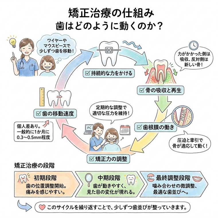 矯正治療で歯並びが治っていく仕組みとは？｜梅田クローバー歯科・矯正