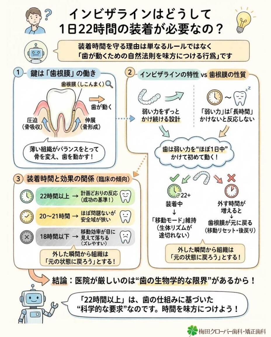 インビザラインの装着はどうして22時間必要なの？