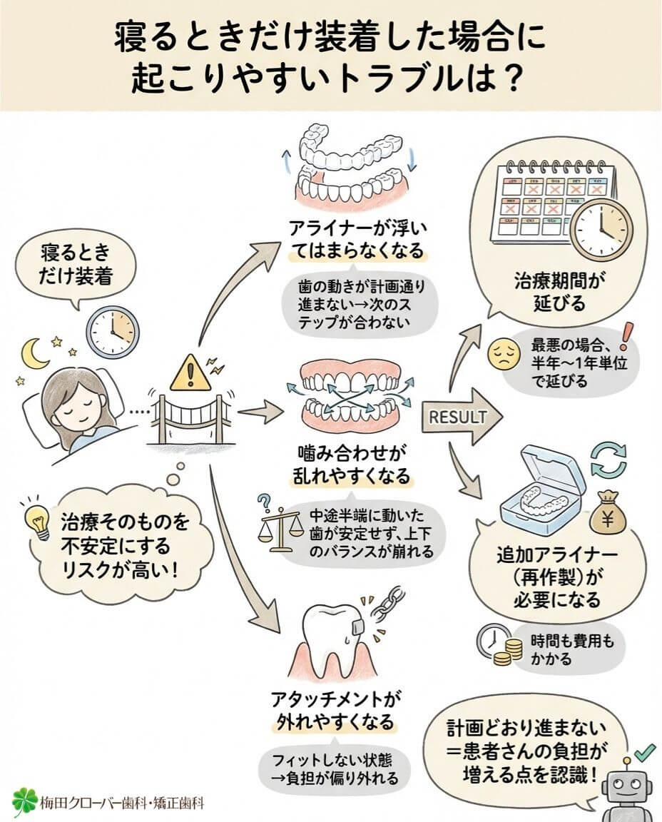 インビザラインは寝るときだけつけても効果ある？