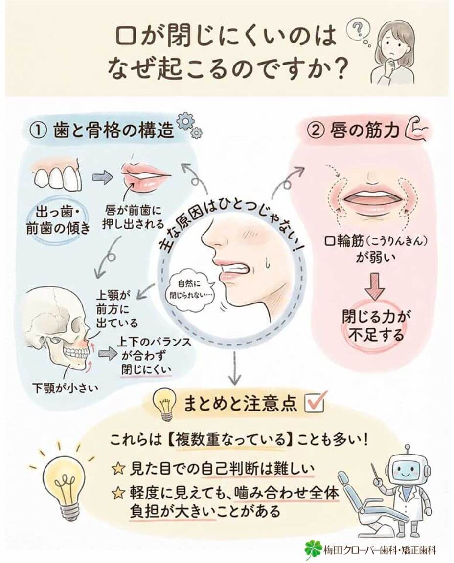口が閉じにくいのはなぜ起こるのですか？の図解