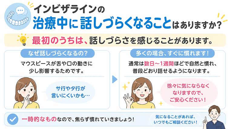 インビザラインの治療中に話しづらくなることはありますか？の図解