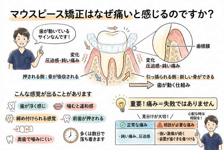 マウスピース矯正はなぜ痛いと感じるのですか？の図解