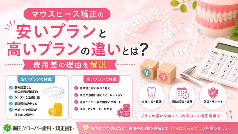 マウスピース矯正の安いプランと高いプランの違いとは？費用差の理由を解説