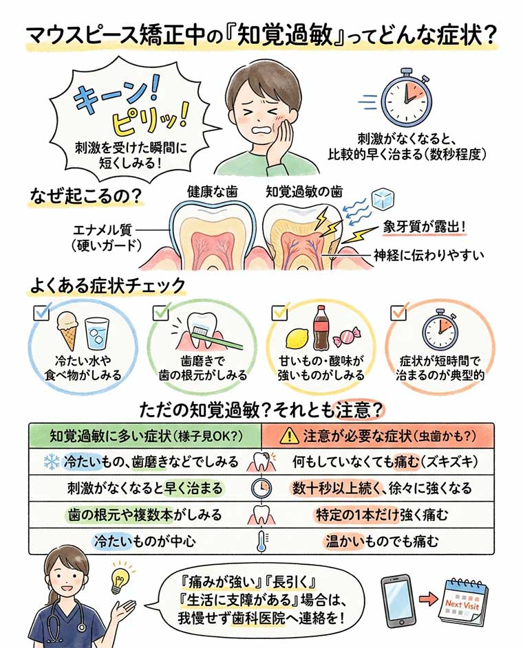 マウスピース矯正中の知覚過敏とはどのような症状？の図解